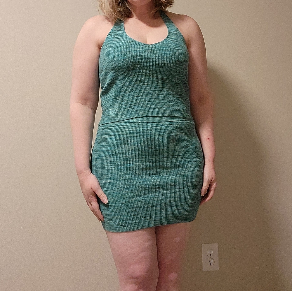 Blue halter skirt set